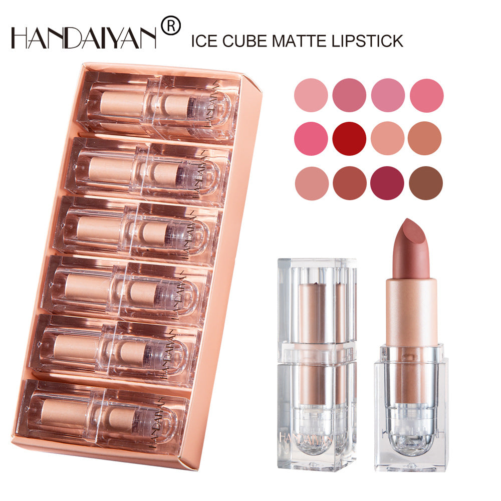 HANDAIYAN Crystal Square Tube 6-teiliges Set mit matten Lippenstiften 