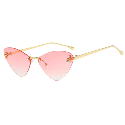 Frameless Triangle Cat Eye Sunglasses