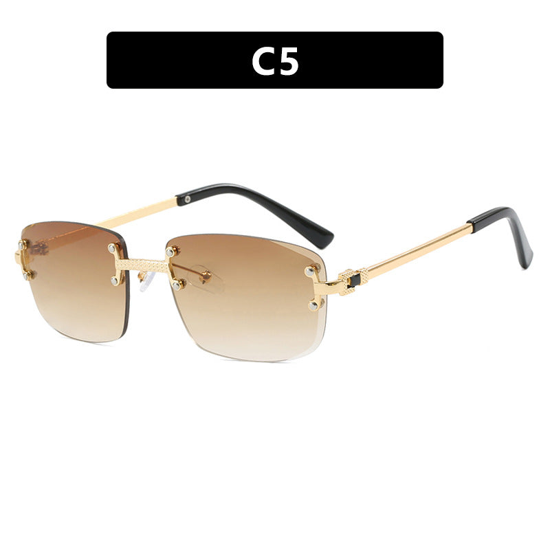 Frameless Cut Edge Oval High-End Sunglasses