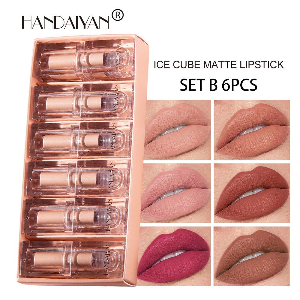 HANDAIYAN Crystal Square Tube 6-teiliges Set mit matten Lippenstiften 