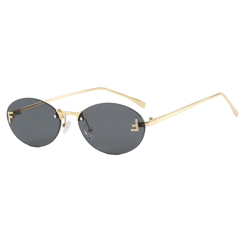 Oval Retro Small Frame Metal Sunglasses