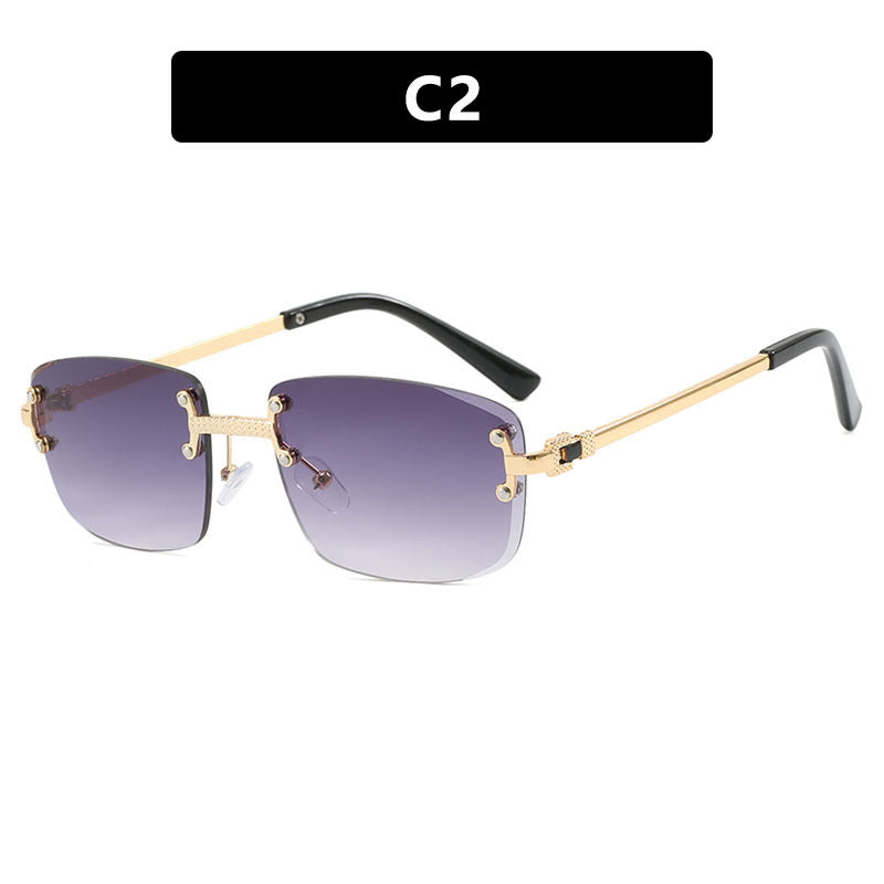 Frameless Cut Edge Oval High-End Sunglasses