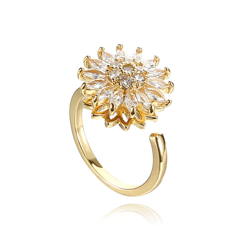 Ring mit Kristallstein im Sonnenblumen-Design 