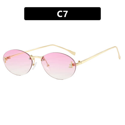 Oval Retro Small Frame Metal Sunglasses