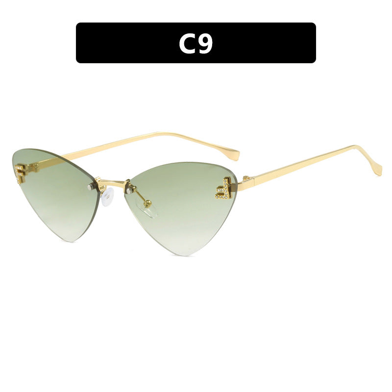 Frameless Triangle Cat Eye Sunglasses