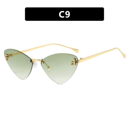 Frameless Triangle Cat Eye Sunglasses