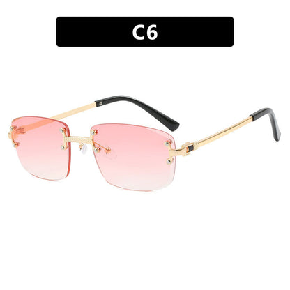 Frameless Cut Edge Oval High-End Sunglasses