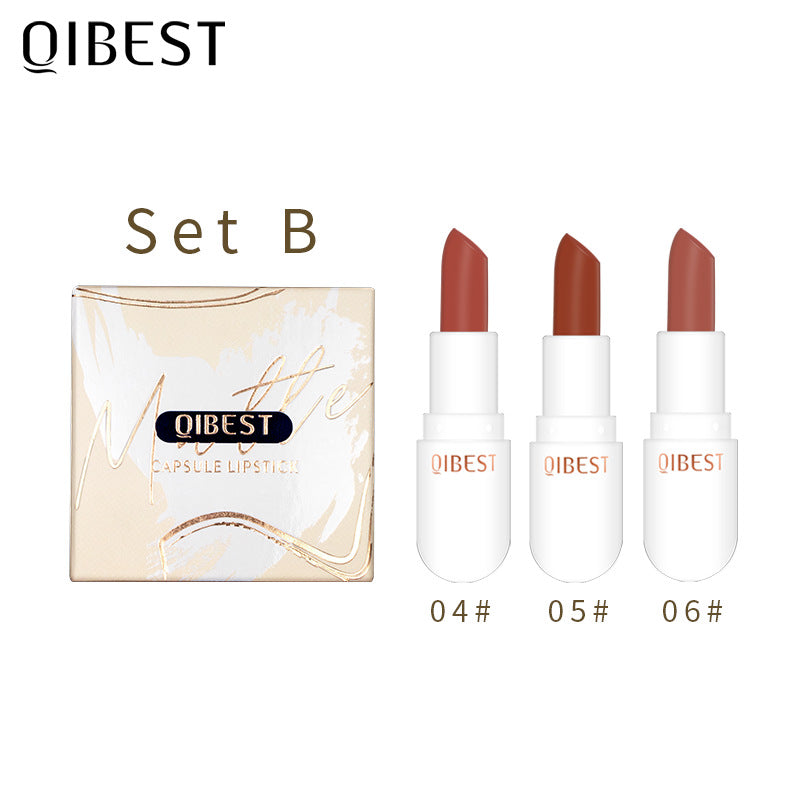 QIBEST Mini Capsule Matte Lippenstift-Set