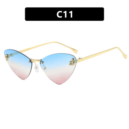 Frameless Triangle Cat Eye Sunglasses