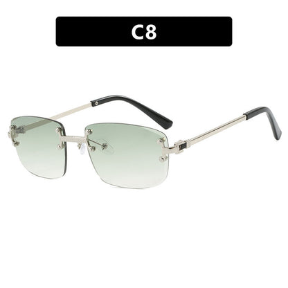 Frameless Cut Edge Oval High-End Sunglasses