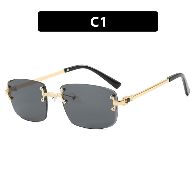 Frameless Cut Edge Oval High-End Sunglasses