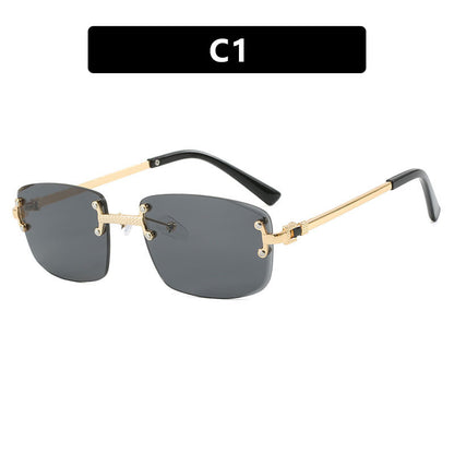 Frameless Cut Edge Oval High-End Sunglasses