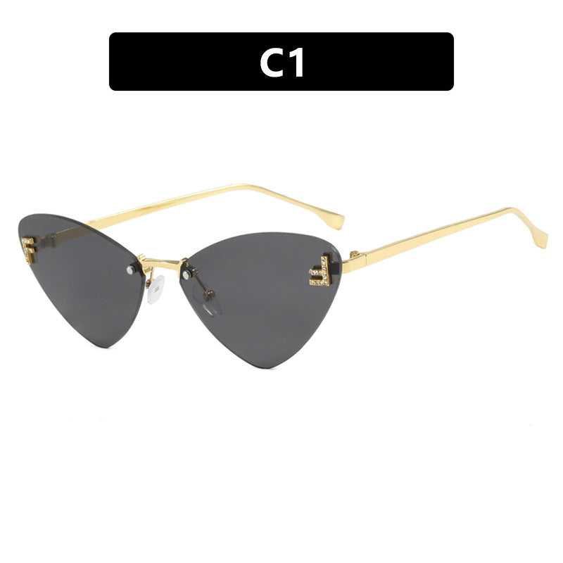 Frameless Triangle Cat Eye Sunglasses