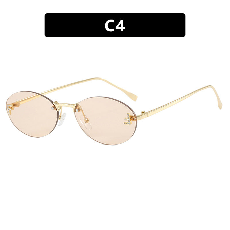 Oval Retro Small Frame Metal Sunglasses