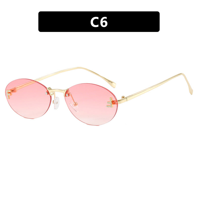 Oval Retro Small Frame Metal Sunglasses