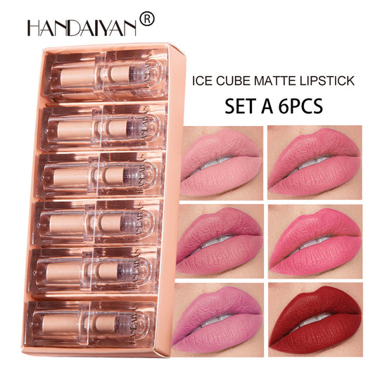 HANDAIYAN Crystal Square Tube 6-teiliges Set mit matten Lippenstiften 