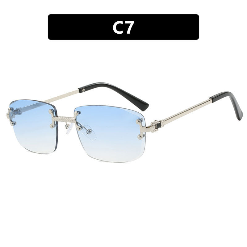 Frameless Cut Edge Oval High-End Sunglasses