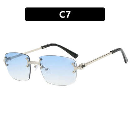 Frameless Cut Edge Oval High-End Sunglasses