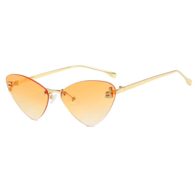 Frameless Triangle Cat Eye Sunglasses