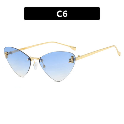 Frameless Triangle Cat Eye Sunglasses