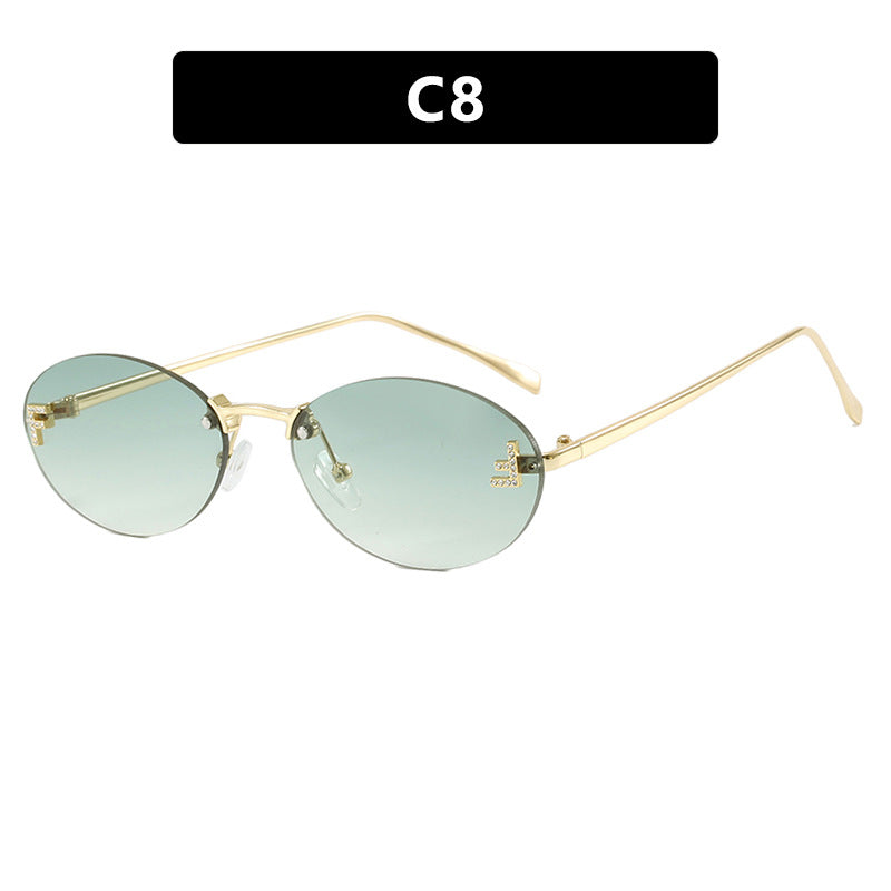 Oval Retro Small Frame Metal Sunglasses