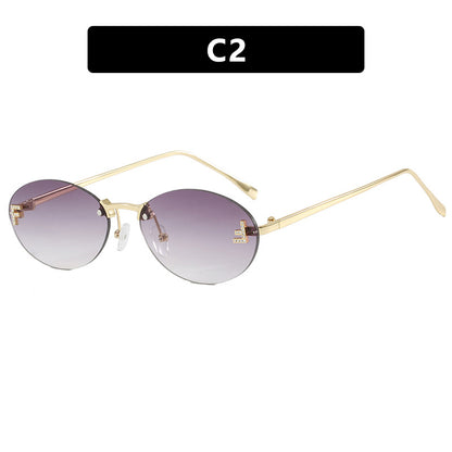 Oval Retro Small Frame Metal Sunglasses