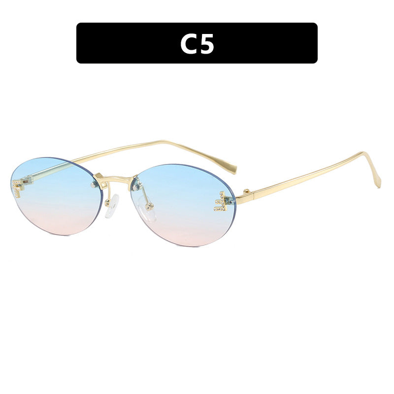 Oval Retro Small Frame Metal Sunglasses