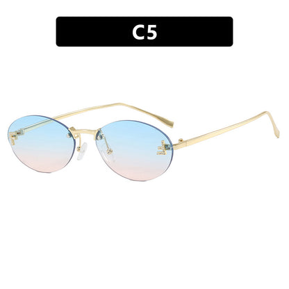 Oval Retro Small Frame Metal Sunglasses