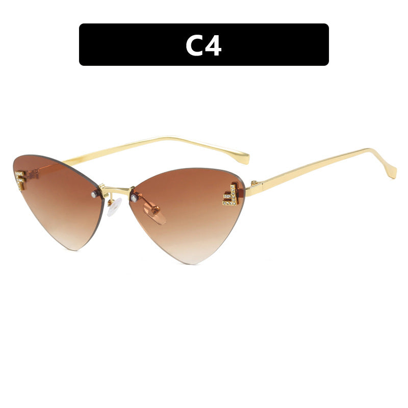 Frameless Triangle Cat Eye Sunglasses