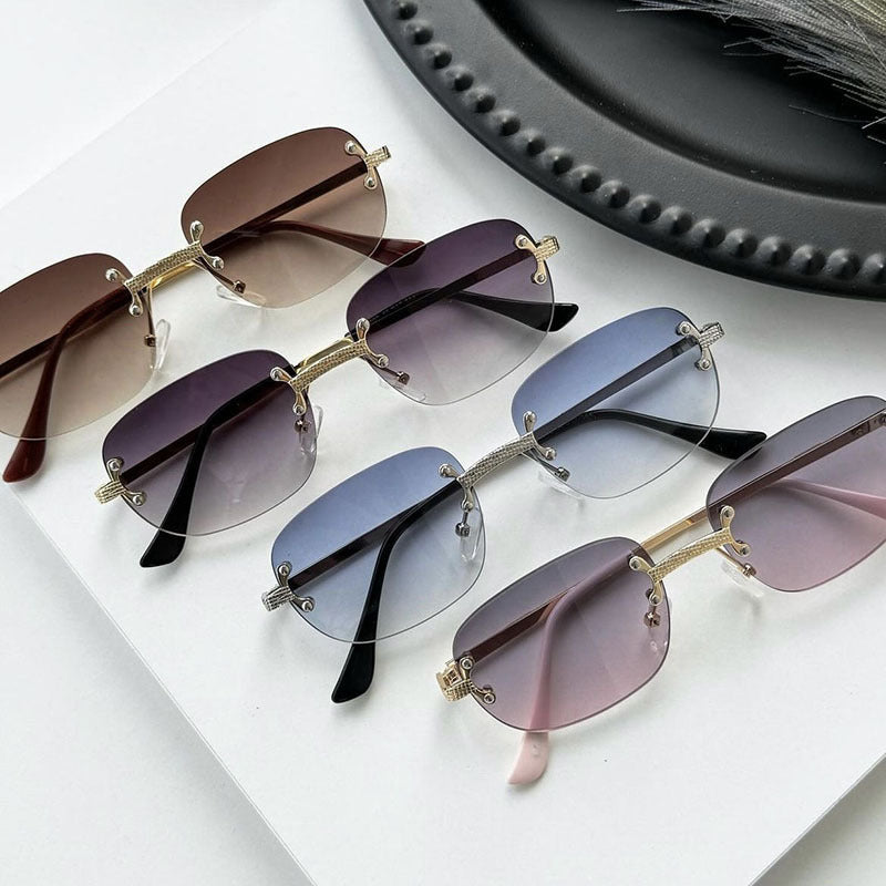 Frameless Cut Edge Oval High-End Sunglasses