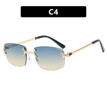 Frameless Cut Edge Oval High-End Sunglasses