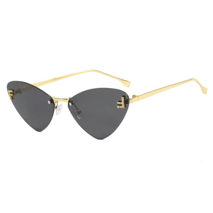 Frameless Triangle Cat Eye Sunglasses