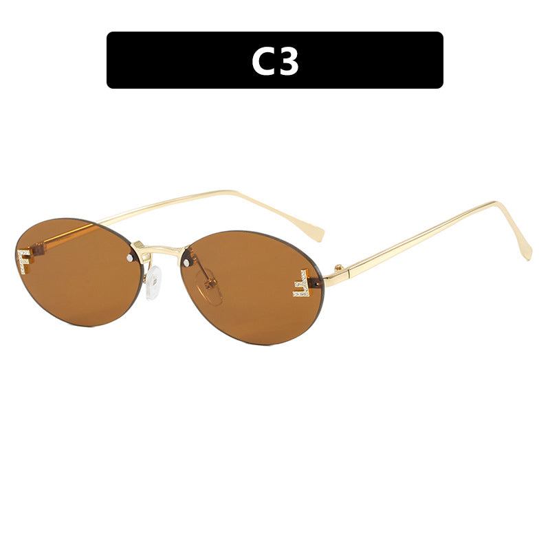 Oval Retro Small Frame Metal Sunglasses