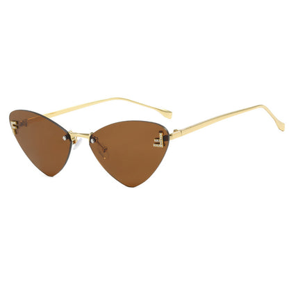 Frameless Triangle Cat Eye Sunglasses